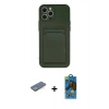 MARSİLYAN™- iPhone 12 Pro Max Kılıf Vadi Çizgi Prime - Siyah 18D Cam Ekran Koruyucu + Renkli Kamera Lens Koruma Cam - YL