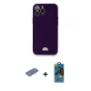 MARSİLYAN™- iPhone 12 Pro Max Kılıf Vadi Çizgi Prime - Siyah 18D Cam Ekran Koruyucu + Renkli Kamera Lens Koruma Cam - YL