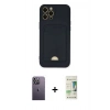 MARSİLYAN™- iPhone 12 Pro Max Kılıf Vadi Çizgi Prime - Siyah 20D Premium Cam Ekran Koruyucu + Neon Fosforlu Kamera Lens - BZ