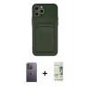 MARSİLYAN™- iPhone 12 Pro Max Kılıf Vadi Çizgi Prime - Siyah 20D Premium Cam Ekran Koruyucu + Neon Fosforlu Kamera Lens - BZ