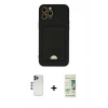 MARSİLYAN™- iPhone 12 Pro Max Kılıf Vadi Çizgi Prime - Siyah 20D Premium Cam Ekran Koruyucu + Shine Kamera Lens - LT