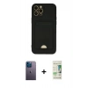 MARSİLYAN™- iPhone 12 Pro Max Kılıf Vadi Çizgi Prime - Siyah 20D Premium Cam Ekran Koruyucu + Neon Fosforlu Kamera Lens - MI