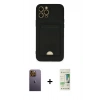 MARSİLYAN™- iPhone 12 Pro Max Kılıf Vadi Çizgi Prime - Siyah 20D Premium Cam Ekran Koruyucu + Neon Fosforlu Kamera Lens - SI