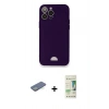 MARSİLYAN™- iPhone 12 Pro Max Kılıf Vadi Çizgi Prime - Siyah 20D Premium Cam Ekran Koruyucu + Renkli Kamera Lens Koruma Cam - YL