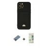 MARSİLYAN™- iPhone 12 Pro Max Kılıf Vadi Çizgi Prime - Siyah 20D Premium Cam Ekran Koruyucu + Siyah Shine Kamera Lens Koruma Cam
