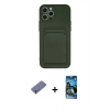 MARSİLYAN™- iPhone 12 Pro Max Kılıf Vadi Çizgi Prime - Siyah 34D Izgaralı Cam + Metal Kamera Lens Koruma Cam - GD