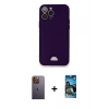 MARSİLYAN™- iPhone 12 Pro Max Kılıf Vadi Çizgi Prime - Siyah 34D Izgaralı Cam + Neon Fosforlu Kamera Lens - SI