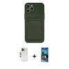 MARSİLYAN™- iPhone 12 Pro Max Kılıf Vadi Çizgi Prime - Siyah 34D Izgaralı Cam + Shine Kamera Lens - GD