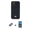 MARSİLYAN™- iPhone 12 Pro Max Kılıf Vadi Çizgi Prime - Siyah 34D Izgaralı Cam + Shine Kamera Lens Koruma Cam - SH