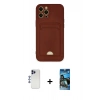 MARSİLYAN™- iPhone 12 Pro Max Kılıf Vadi Çizgi Prime - Siyah 34D Izgaralı Cam + Shine Kamera Lens - LT