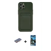 MARSİLYAN™- iPhone 12 Pro Max Kılıf Vadi Çizgi Prime - Siyah 34D Izgaralı Cam + Renkli Kamera Lens Koruma Cam - TU