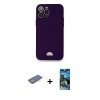 MARSİLYAN™- iPhone 12 Pro Max Kılıf Vadi Çizgi Prime - Siyah 34D Izgaralı Cam + Renkli Kamera Lens Koruma Cam - YL