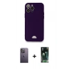 MARSİLYAN™- iPhone 12 Pro Max Kılıf Vadi Çizgi Prime - Siyah 360 Mat Full Body Arka Koruyucu + Neon Fosforlu Kamera Lens - BZ