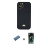 MARSİLYAN™- iPhone 12 Pro Max Kılıf Vadi Çizgi Prime - Siyah 360 Mat Full Body Arka Koruyucu + Shine Kamera Lens Koruma Cam - GD