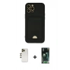 MARSİLYAN™- iPhone 12 Pro Max Kılıf Vadi Çizgi Prime - Siyah 360 Mat Full Body Arka Koruyucu + Shine Kamera Lens - GD