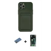 MARSİLYAN™- iPhone 12 Pro Max Kılıf Vadi Çizgi Prime - Siyah 360 Mat Full Body Arka Koruyucu + Shine Kamera Lens Koruma Cam - GD