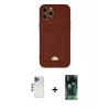 MARSİLYAN™- iPhone 12 Pro Max Kılıf Vadi Çizgi Prime - Siyah 360 Mat Full Body Arka Koruyucu + Lacivert Shine Kamera Lens