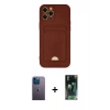 MARSİLYAN™- iPhone 12 Pro Max Kılıf Vadi Çizgi Prime - Siyah 360 Mat Full Body Arka Koruyucu + Neon Fosforlu Kamera Lens - MI