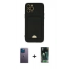 MARSİLYAN™- iPhone 12 Pro Max Kılıf Vadi Çizgi Prime - Siyah 360 Mat Full Body Arka Koruyucu + Neon Fosforlu Kamera Lens - MI