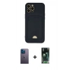MARSİLYAN™- iPhone 12 Pro Max Kılıf Vadi Çizgi Prime - Siyah 360 Mat Full Body Arka Koruyucu + Neon Fosforlu Kamera Lens - MI