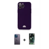 MARSİLYAN™- iPhone 12 Pro Max Kılıf Vadi Çizgi Prime - Siyah 360 Mat Full Body Arka Koruyucu + Neon Fosforlu Kamera Lens - MI