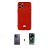 MARSİLYAN™- iPhone 12 Pro Max Kılıf Vadi Çizgi Prime - Siyah 360 Mat Full Body Arka Koruyucu + Neon Fosforlu Kamera Lens - MI