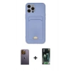 MARSİLYAN™- iPhone 12 Pro Max Kılıf Vadi Çizgi Prime - Siyah 360 Mat Full Body Arka Koruyucu + Neon Fosforlu Kamera Lens - SI