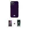 MARSİLYAN™- iPhone 12 Pro Max Kılıf Vadi Çizgi Prime - Siyah 360 Mat Full Body Arka Koruyucu + Neon Fosforlu Kamera Lens - TU