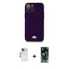 MARSİLYAN™- iPhone 12 Pro Max Kılıf Vadi Çizgi Prime - Siyah 360 Mat Full Body Arka Koruyucu + Shine Kamera Lens - LT