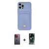 MARSİLYAN™- iPhone 12 Pro Max Kılıf Vadi Çizgi Prime - Siyah 360 Mat Full Body Arka Koruyucu + Turuncu Neon Fosforlu Kamera Lens