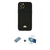 MARSİLYAN™- iPhone 12 Pro Max Kılıf Vadi Çizgi Prime - Siyah 3D Antistatik Cam Ekran Koruyucu + Shine Kamera Lens Koruma Cam - GS