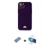 MARSİLYAN™- iPhone 12 Pro Max Kılıf Vadi Çizgi Prime - Siyah 3D Antistatik Cam Ekran Koruyucu + Shine Kamera Lens Koruma Cam - GS