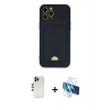 MARSİLYAN™- iPhone 12 Pro Max Kılıf Vadi Çizgi Prime - Siyah 3D Antistatik Cam Ekran Koruyucu + Shine Kamera Lens - GD