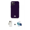 MARSİLYAN™- iPhone 12 Pro Max Kılıf Vadi Çizgi Prime - Siyah 3D Antistatik Cam Ekran Koruyucu + Shine Kamera Lens - GD