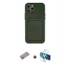 MARSİLYAN™- iPhone 12 Pro Max Kılıf Vadi Çizgi Prime - Siyah 3D Antistatik Cam Ekran Koruyucu + Sierra Blue Shine Kamera Lens Koruma Cam