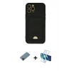 MARSİLYAN™- iPhone 12 Pro Max Kılıf Vadi Çizgi Prime - Siyah 3D Antistatik Cam Ekran Koruyucu + Shine Kamera Lens Koruma Cam - SH