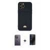 MARSİLYAN™- iPhone 12 Pro Max Kılıf Vadi Çizgi Prime - Siyah 3D Antistatik Hayalet Cam Ekran Koruyucu + Neon Fosforlu Kamera Lens - BZ