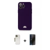 MARSİLYAN™- iPhone 12 Pro Max Kılıf Vadi Çizgi Prime - Siyah 3D Antistatik Hayalet Cam Ekran Koruyucu + Shine Kamera Lens - GD