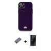 MARSİLYAN™- iPhone 12 Pro Max Kılıf Vadi Çizgi Prime - Siyah 3D Antistatik Hayalet Cam Ekran Koruyucu + Metal Kamera Lens Koruma Cam - GD