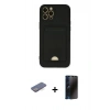 MARSİLYAN™- iPhone 12 Pro Max Kılıf Vadi Çizgi Prime - Siyah 3D Antistatik Hayalet Cam Ekran Koruyucu + Renkli Kamera Lens Koruma Cam - MI