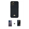 MARSİLYAN™- iPhone 12 Pro Max Kılıf Vadi Çizgi Prime - Siyah 3D Antistatik Hayalet Cam Ekran Koruyucu + Neon Fosforlu Kamera Lens - MI