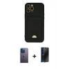 MARSİLYAN™- iPhone 12 Pro Max Kılıf Vadi Çizgi Prime - Siyah 3D Antistatik Hayalet Cam Ekran Koruyucu + Neon Fosforlu Kamera Lens - MI