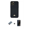 MARSİLYAN™- iPhone 12 Pro Max Kılıf Vadi Çizgi Prime - Siyah 3D Antistatik Hayalet Cam Ekran Koruyucu + Metal Kamera Lens Koruma Cam - KI