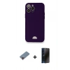 MARSİLYAN™- iPhone 12 Pro Max Kılıf Vadi Çizgi Prime - Siyah 3D Antistatik Hayalet Cam Ekran Koruyucu + Metal Kamera Lens Koruma Cam - KI