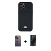 MARSİLYAN™- iPhone 12 Pro Max Kılıf Vadi Çizgi Prime - Siyah 3D Antistatik Hayalet Cam Ekran Koruyucu + Neon Fosforlu Kamera Lens - SI