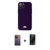 MARSİLYAN™- iPhone 12 Pro Max Kılıf Vadi Çizgi Prime - Siyah 3D Antistatik Hayalet Cam Ekran Koruyucu + Neon Fosforlu Kamera Lens - SI