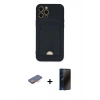 MARSİLYAN™- iPhone 12 Pro Max Kılıf Vadi Çizgi Prime - Siyah 3D Antistatik Hayalet Cam Ekran Koruyucu + Renkli Kamera Lens Koruma Cam - TU