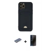 MARSİLYAN™- iPhone 12 Pro Max Kılıf Vadi Çizgi Prime - Siyah 3D Antistatik Hayalet Cam Ekran Koruyucu + Renkli Kamera Lens Koruma Cam - YL