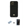 MARSİLYAN™- iPhone 12 Pro Max Kılıf Vadi Çizgi Prime - Siyah 3D Antistatik Hayalet Cam Ekran Koruyucu + Shine Kamera Lens Koruma Cam - MI