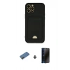 MARSİLYAN™- iPhone 12 Pro Max Kılıf Vadi Çizgi Prime - Siyah 3D Antistatik Hayalet Cam Ekran Koruyucu + Shine Kamera Lens Koruma Cam - GD